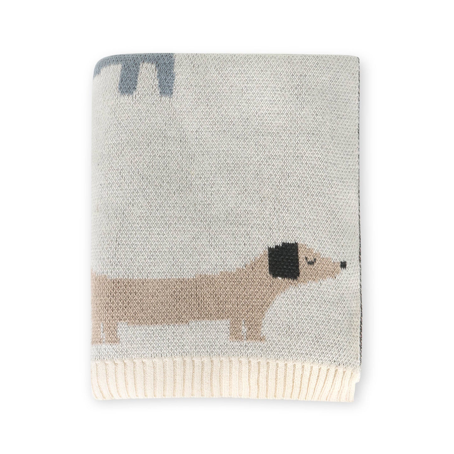 Buddy Dog - Organic Jacquard Sweater Knit Baby Blanket: Natural / One Size