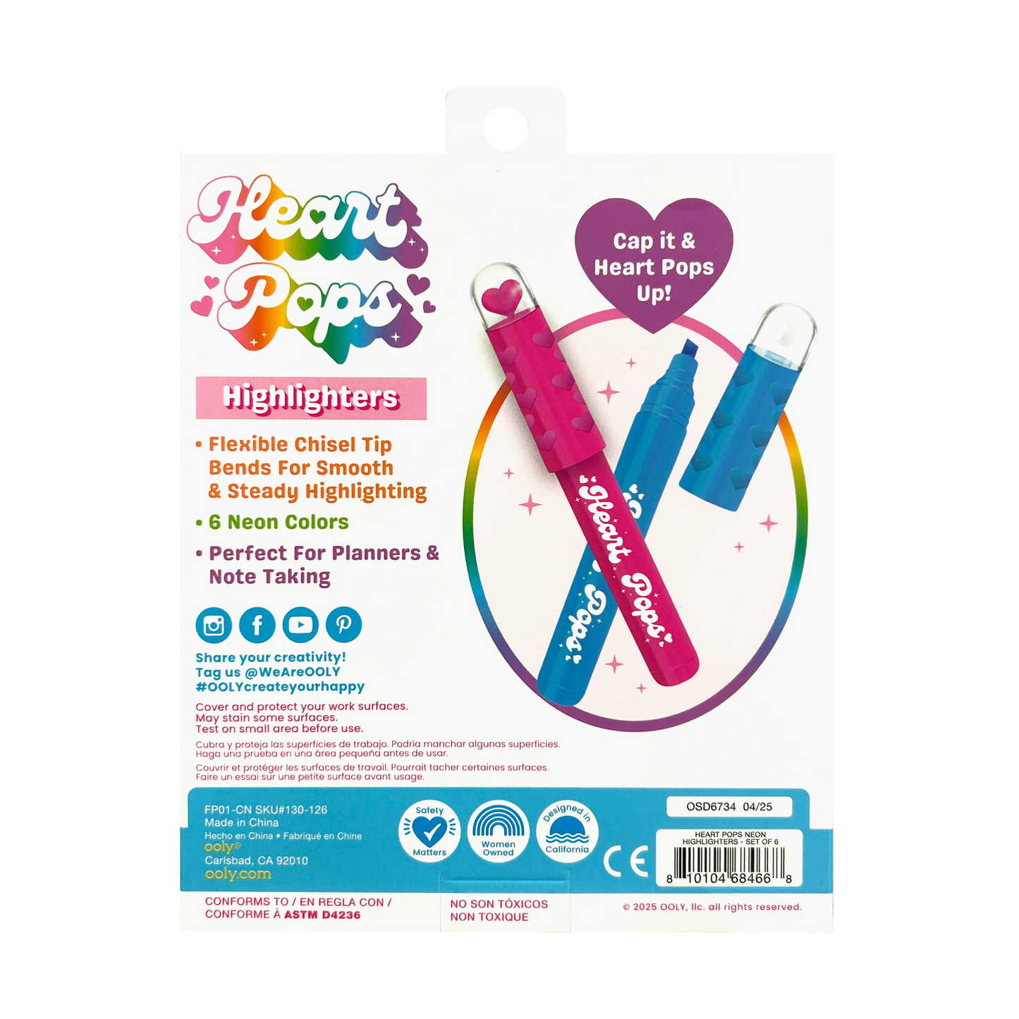 OOLY - Heart Pops: Neon Highlighters
