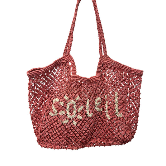 St Jean Jute Beach Tote "Soleil": Pink / OS