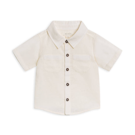 Graham Linen Collared Button Down - Coconut