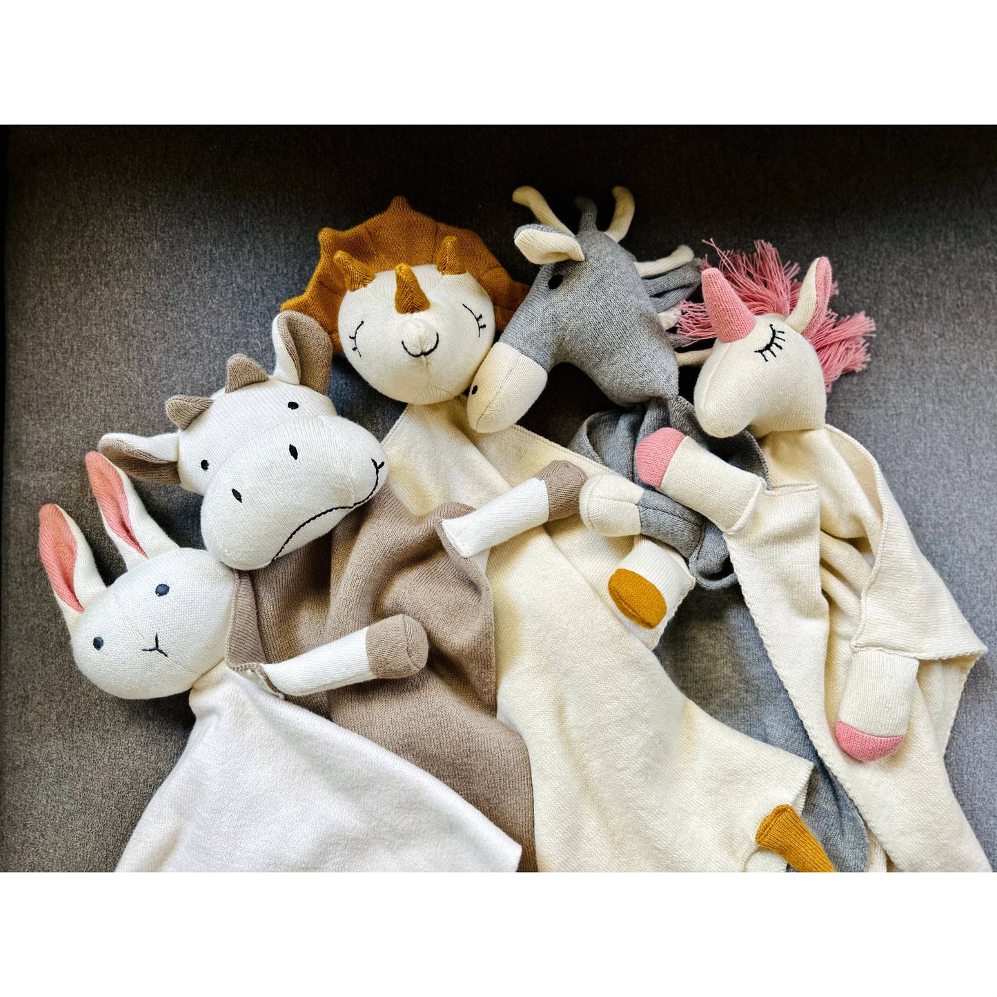 Bunny -Organic Baby Lovey Security Knit Blanket Cuddle Cloth: Ivory