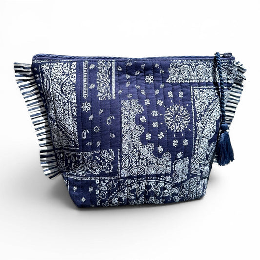 La Plage Ruffle Pouch Patchwork Bandana Navy