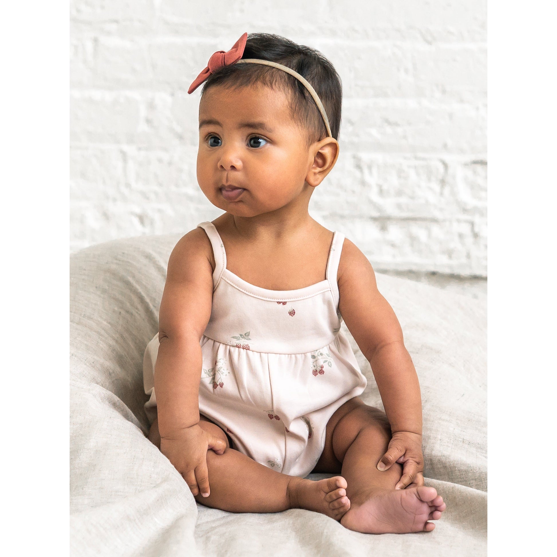 Sosi Tank Romper - Raspberries / Shell + Mint Baby : One Pieces : Rompers : Short Sleeves Kendi PRE ORDER Sosi Tank Romper Organic | Colored Organics®