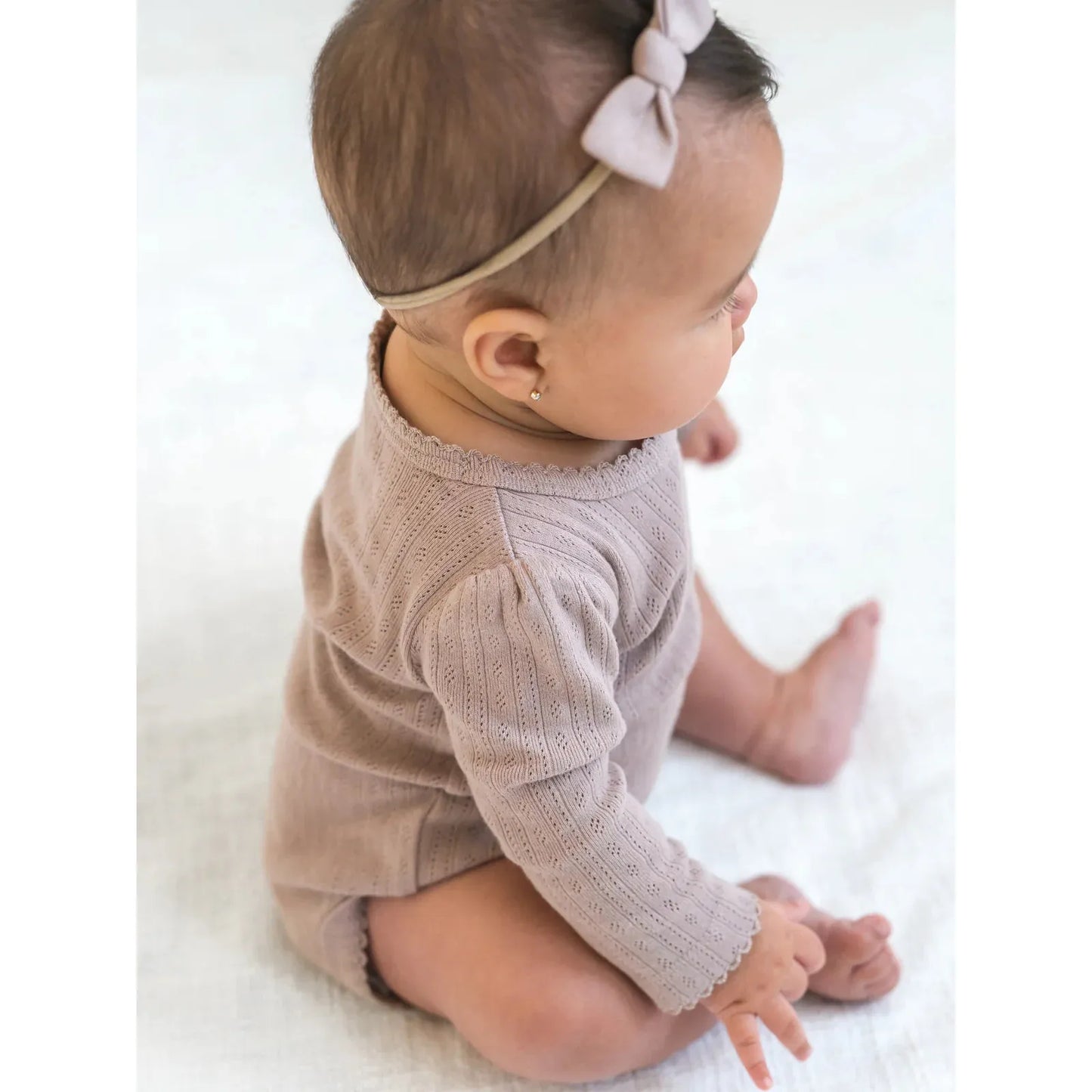 Thea Pointelle Long Sleeve Bodysuit - Wren