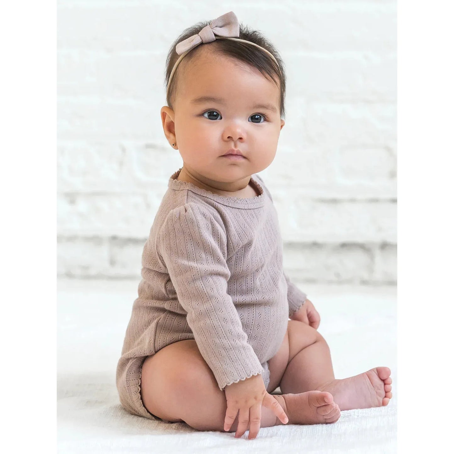 Thea Pointelle Long Sleeve Bodysuit - Wren