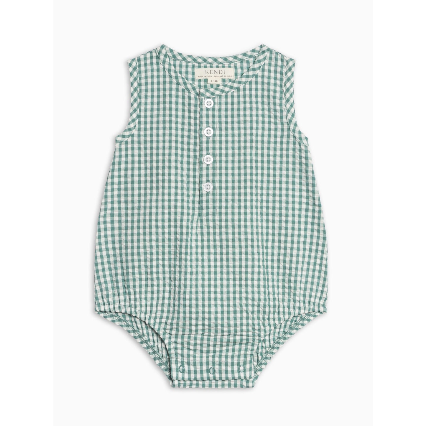 Wren Seersucker Bubble Romper - Laguna Gingham