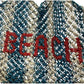 St Jean Jute Beach Tote "Beach": Blue / OS