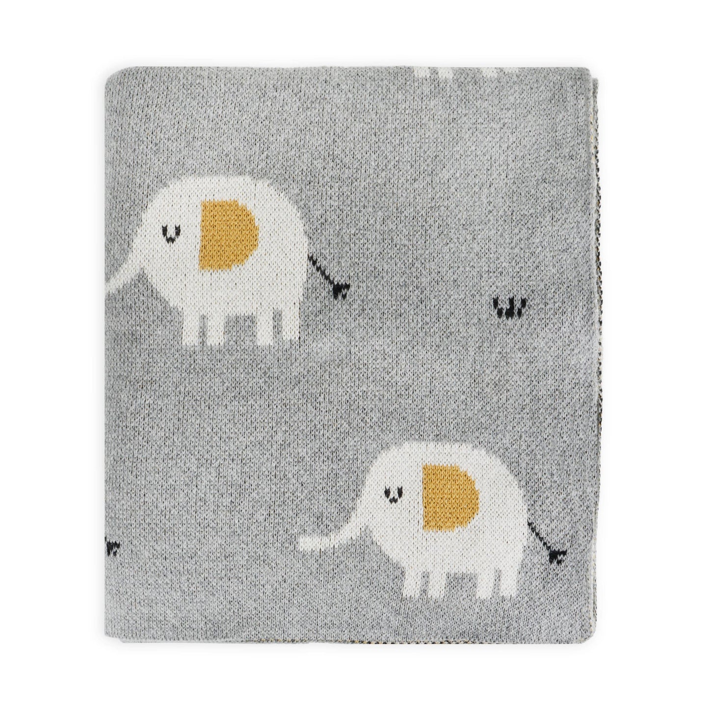 Elephant - Organic Cotton Jacquard Sweater Knit Baby Blanket
