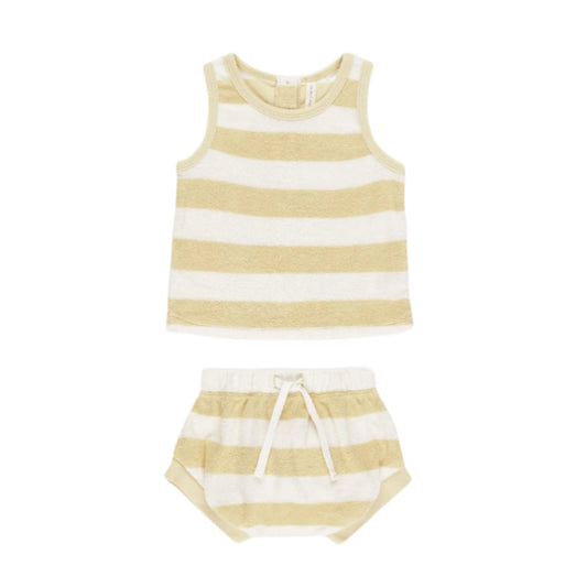 Terry Tank + Short Set || Yellow Stripe