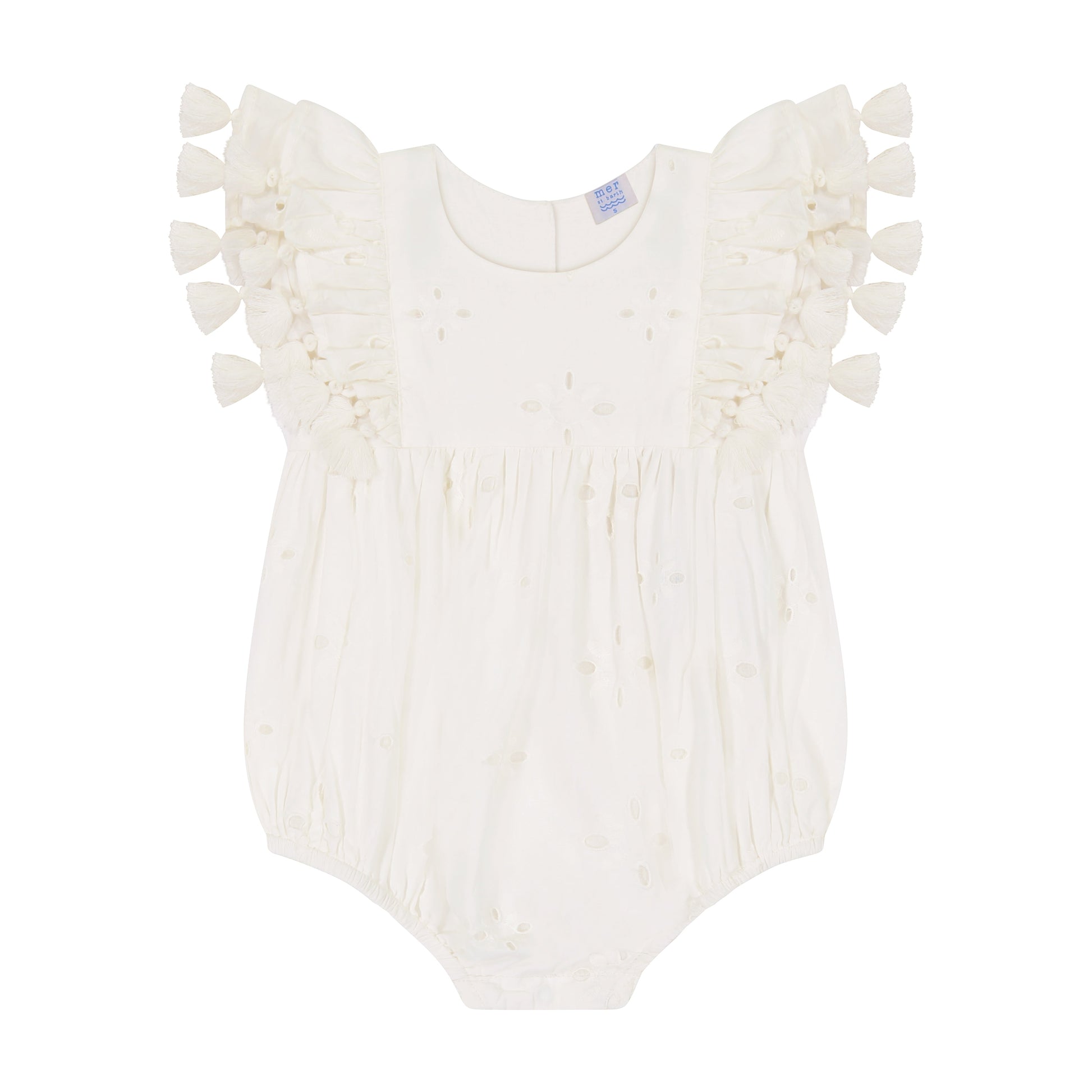 Mer St Barth Anna Baby Romper White Eyelet