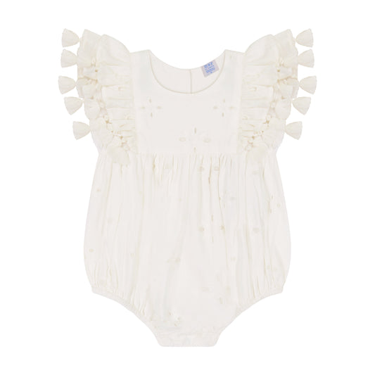 Mer St Barth Anna Baby Romper White Eyelet
