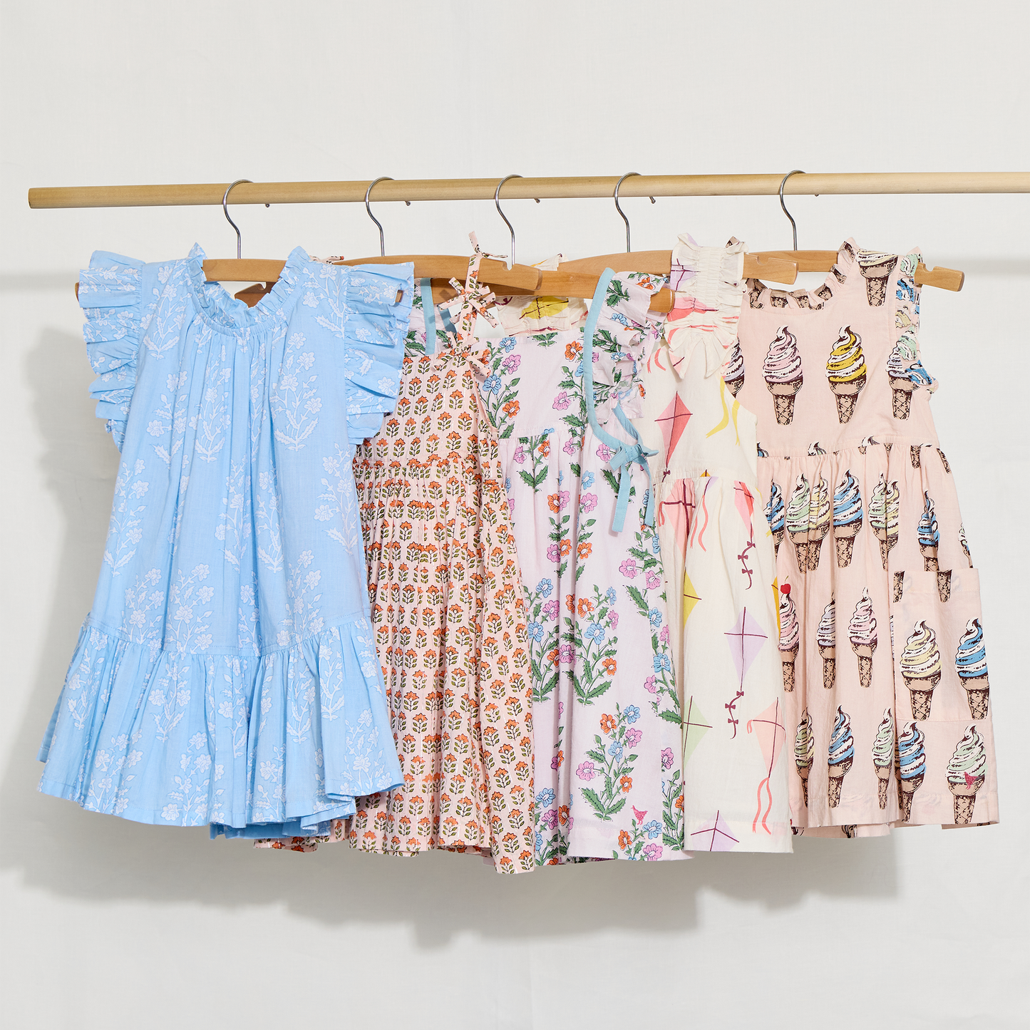 Girls Tia Dress - Pink Prairie Block Print