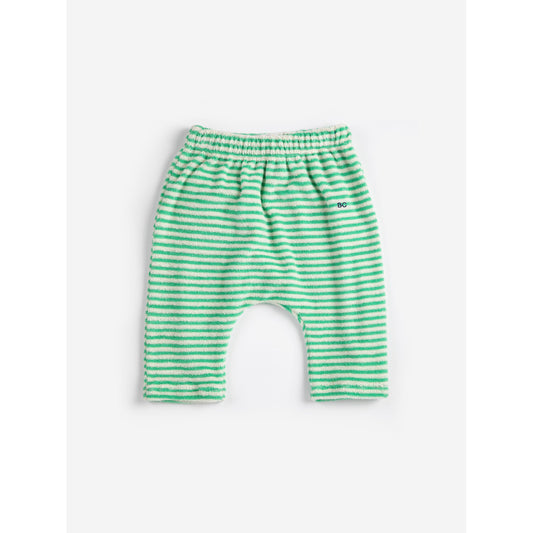 Green Stripes Terry Cloth Harem Pants