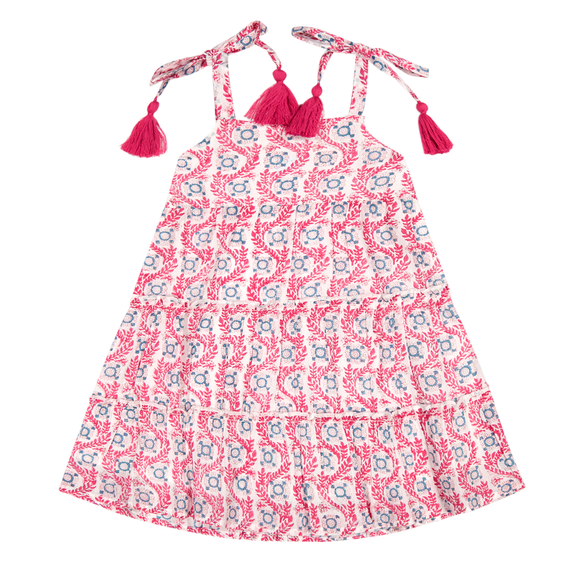 Mer St Barth Bella Girls' Shoulder Tie Sundress Jaipur Bloom