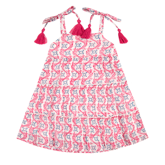 Mer St Barth Bella Girls' Shoulder Tie Sundress Jaipur Bloom