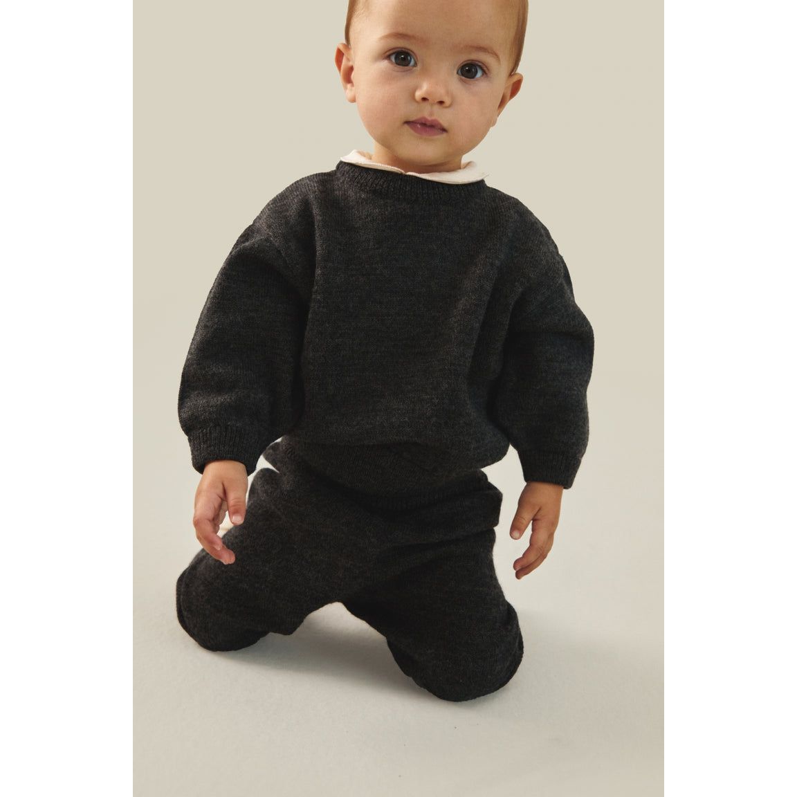 Baby Knitted Jumper I Nearly Black Melange