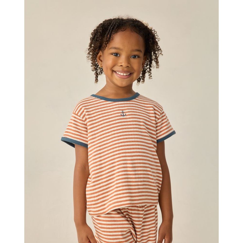 Pointelle Tee || Poppy Stripe
