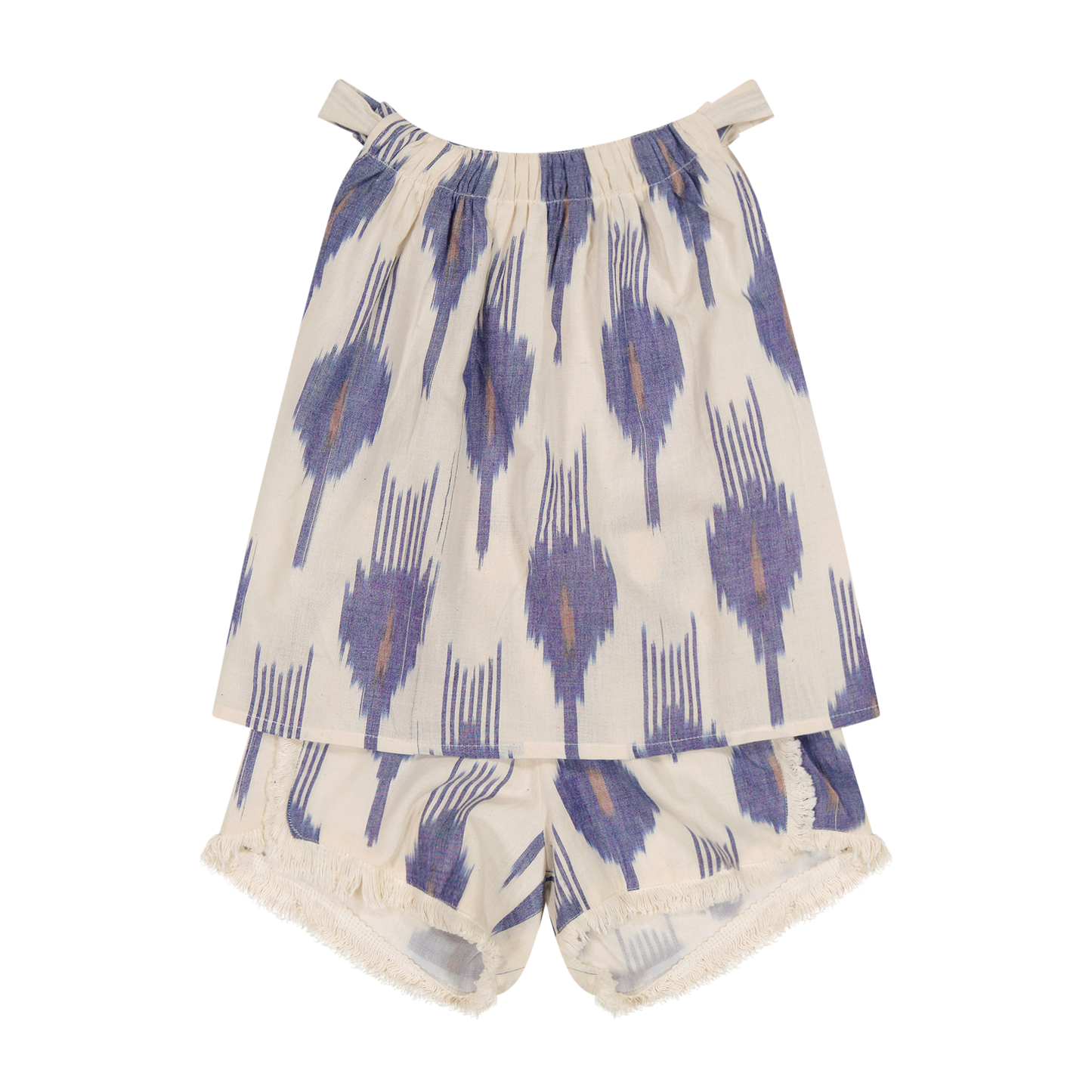 Mer St Barth Colette Girls' Top and Short Set La Creme Ikat