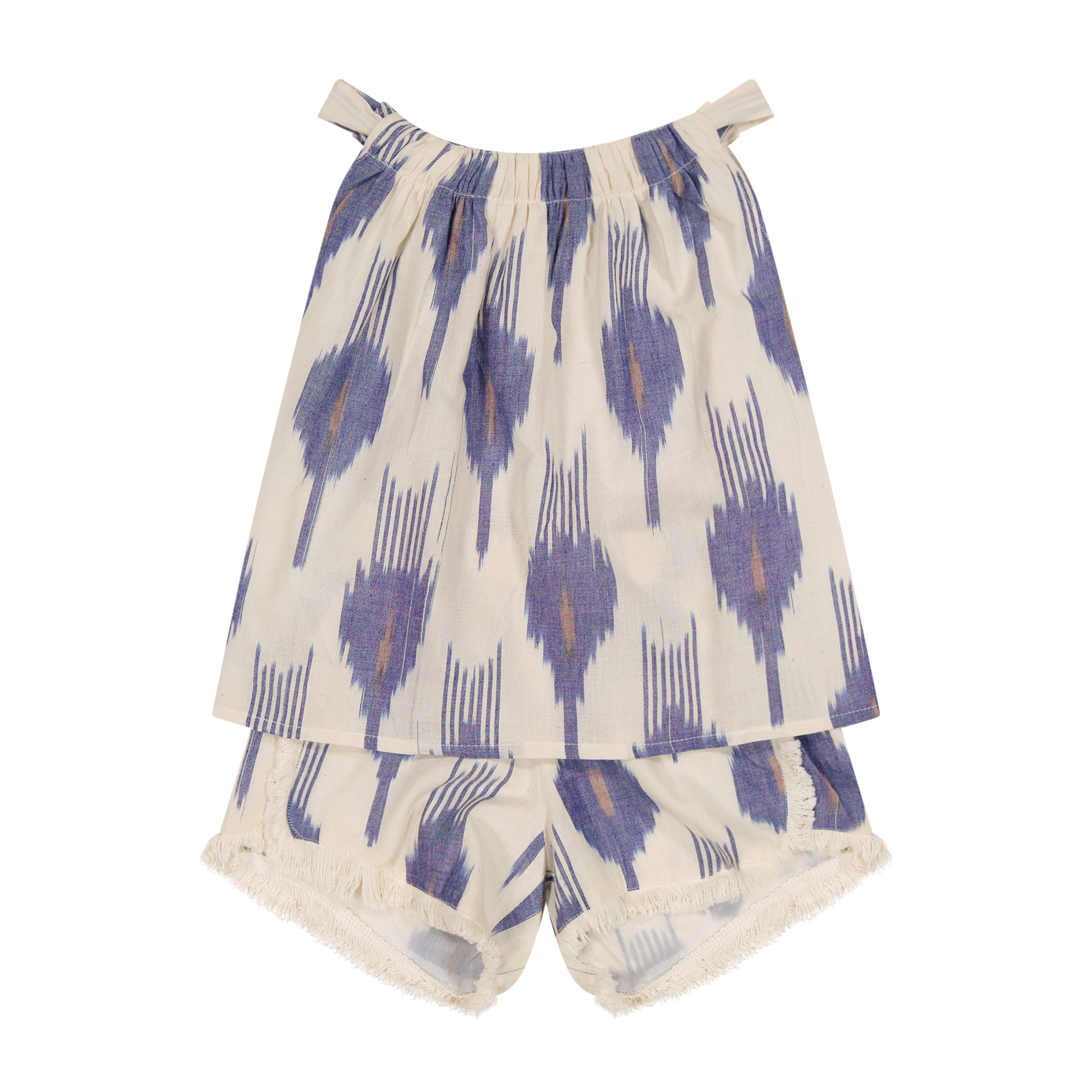 Mer St Barth Colette Girls' Top and Short Set La Creme Ikat