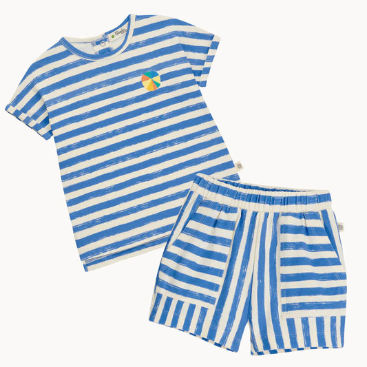 Cruz & Coley Set - Blue Stripe Shorts & T-shirt Set