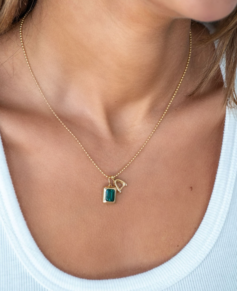 Bubble Diamond Initial Necklace - Small