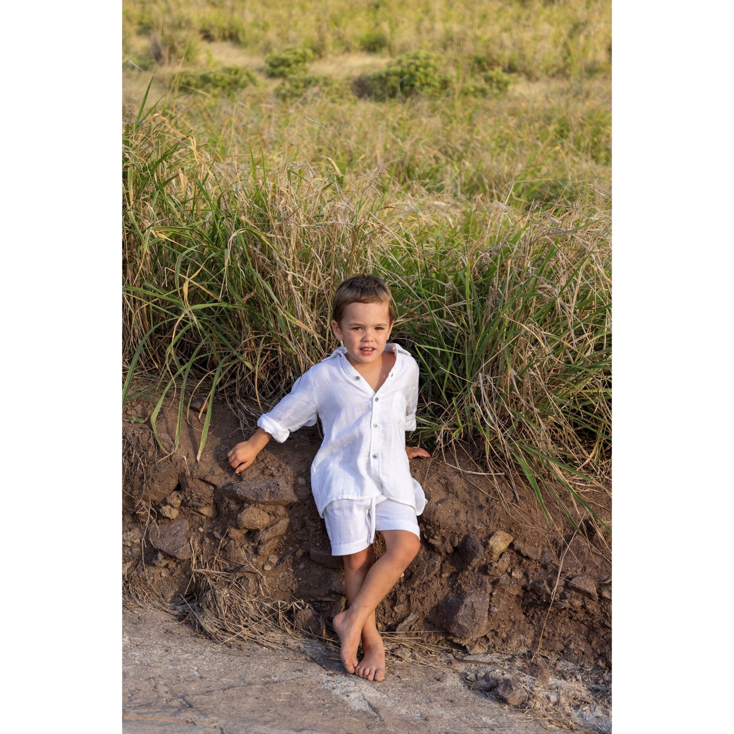 Mer St Barth Remi Boy's Button Front Shirt White