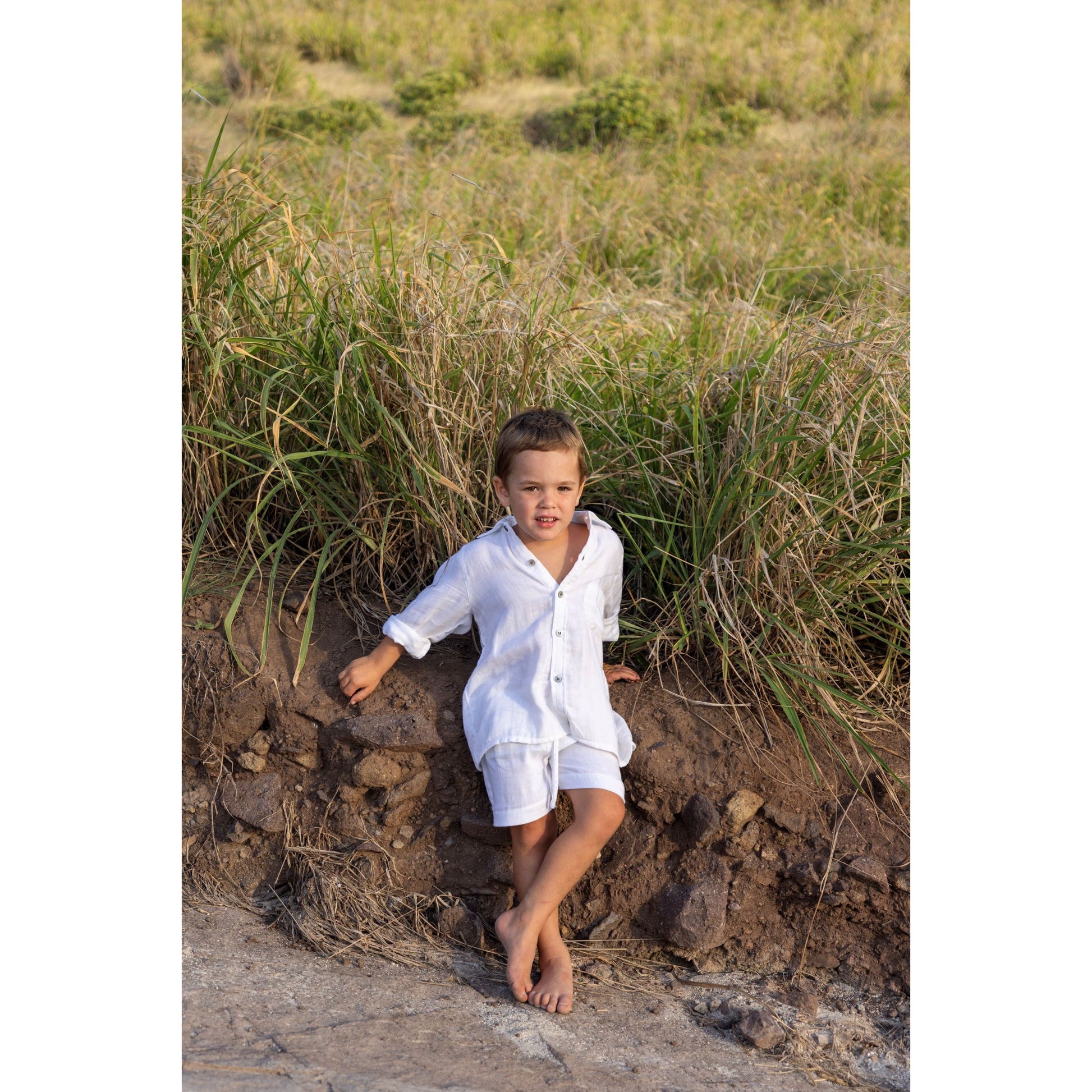 Mer St Barth Remi Boy's Button Front Shirt White