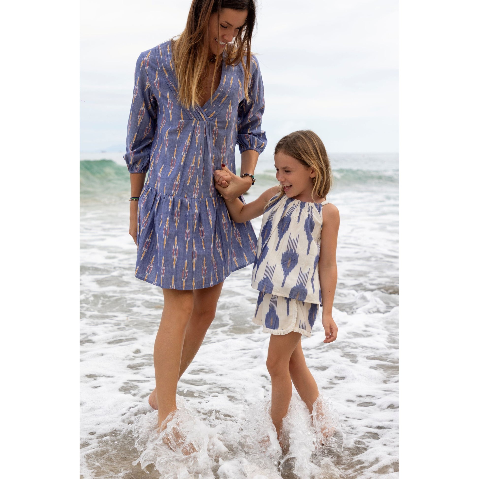 Mer St Barth Colette Girls' Top and Short Set La Creme Ikat