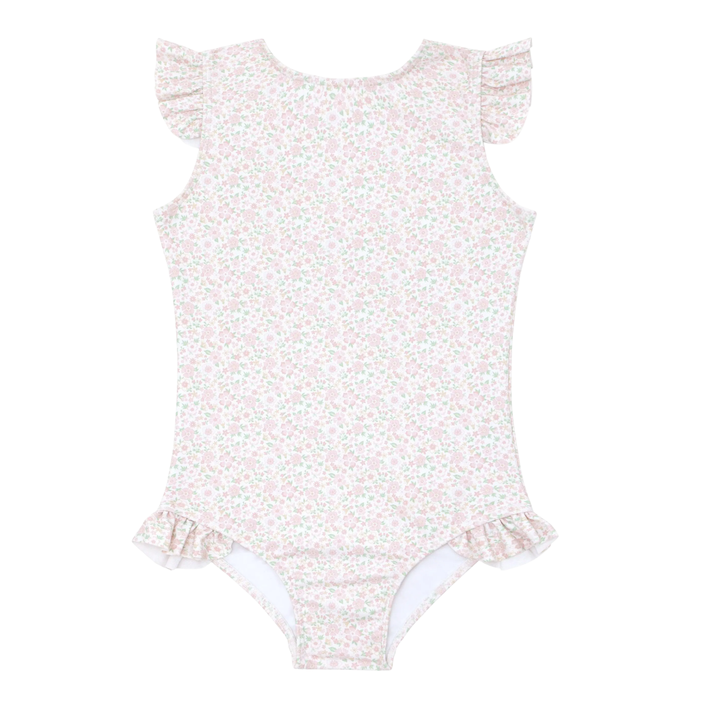 girls antique floral ruffle cap sleeve one piece