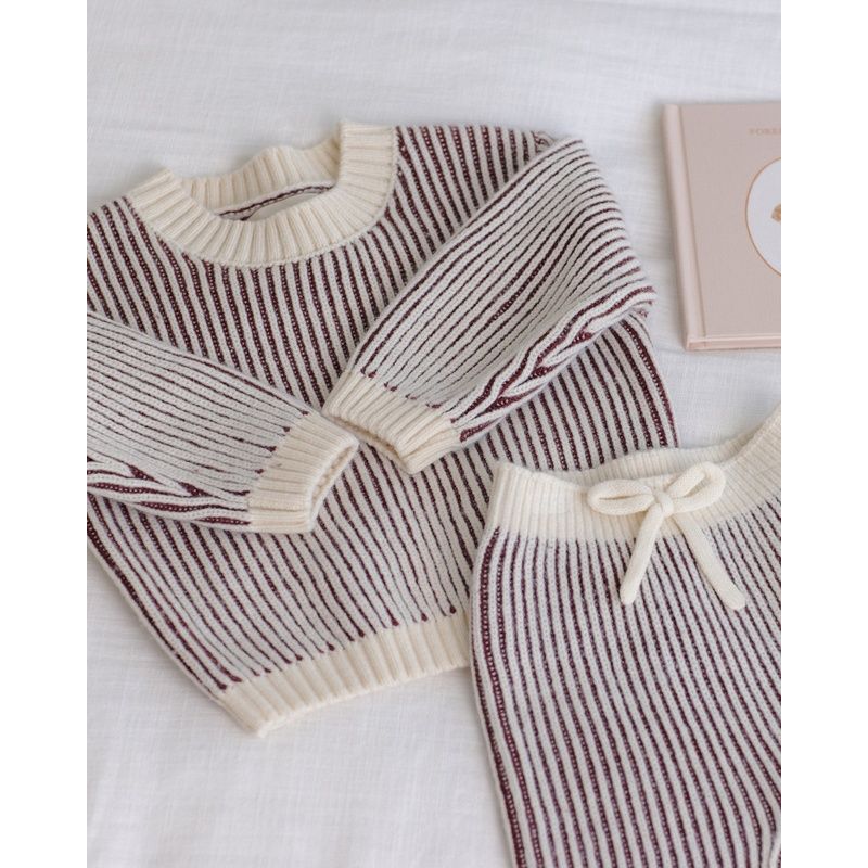 CHUNKY KNIT PANT || CHERRY STRIPE
