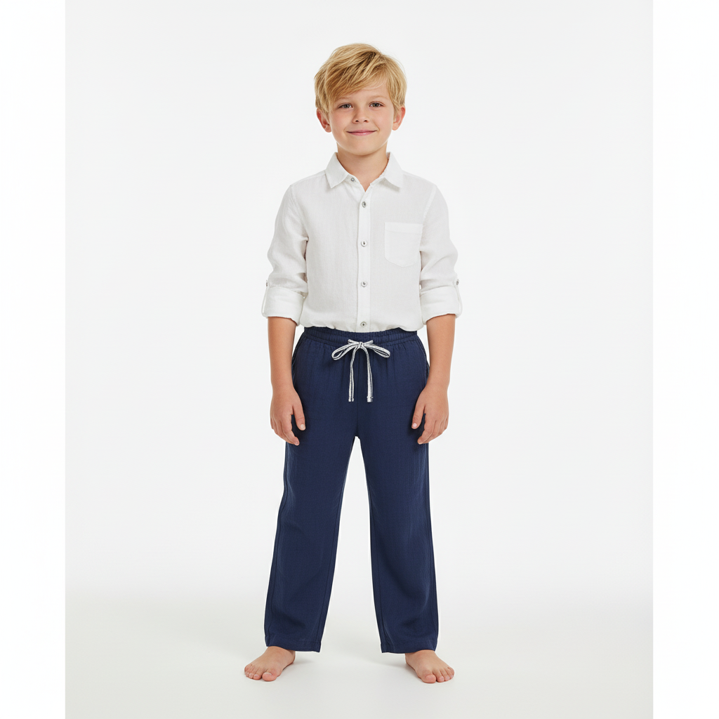 Mer St Barth La Plage Boys Drawstring Pants Lapis Blue