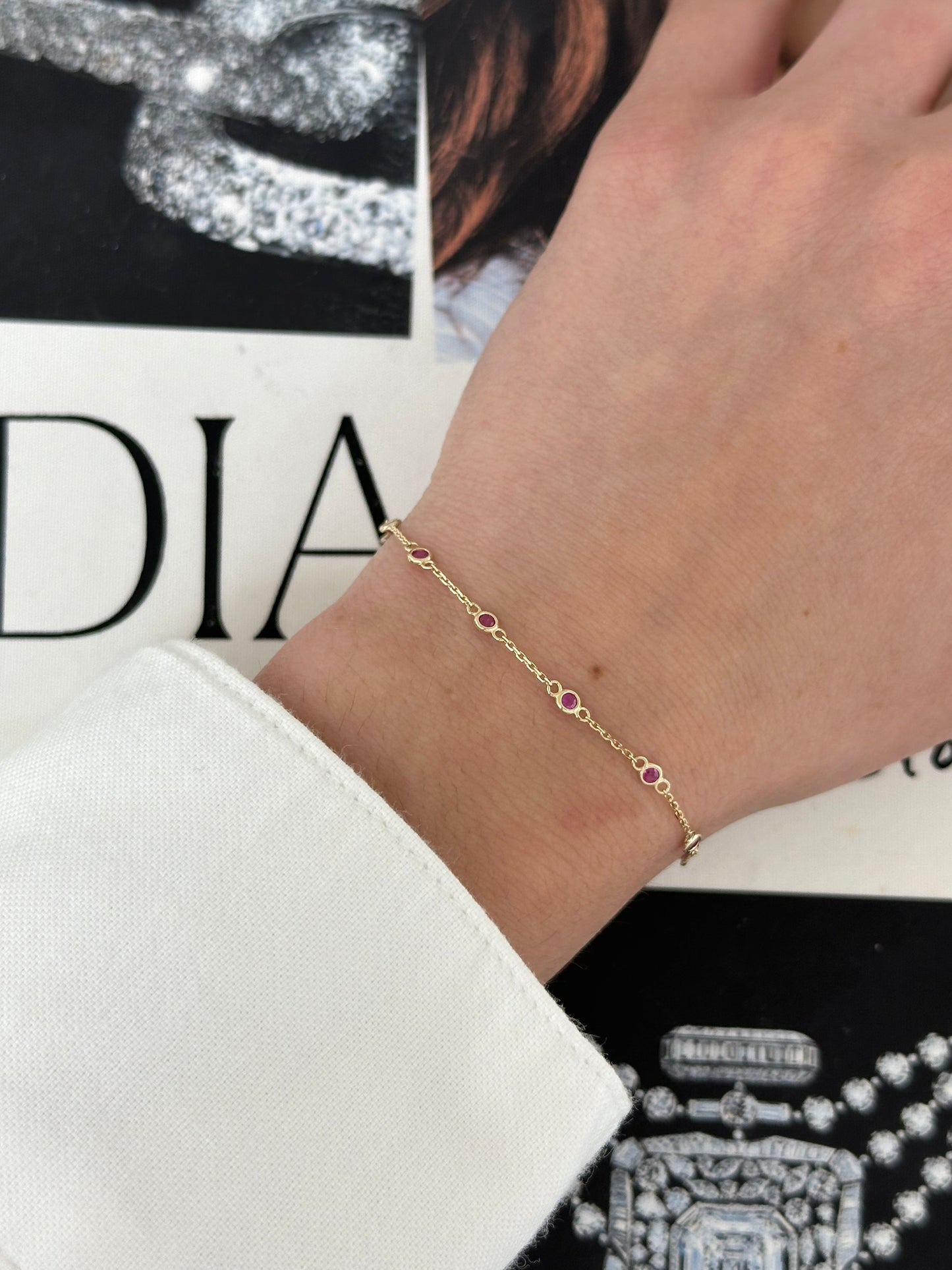 ruby gemstone by the inch bracelet