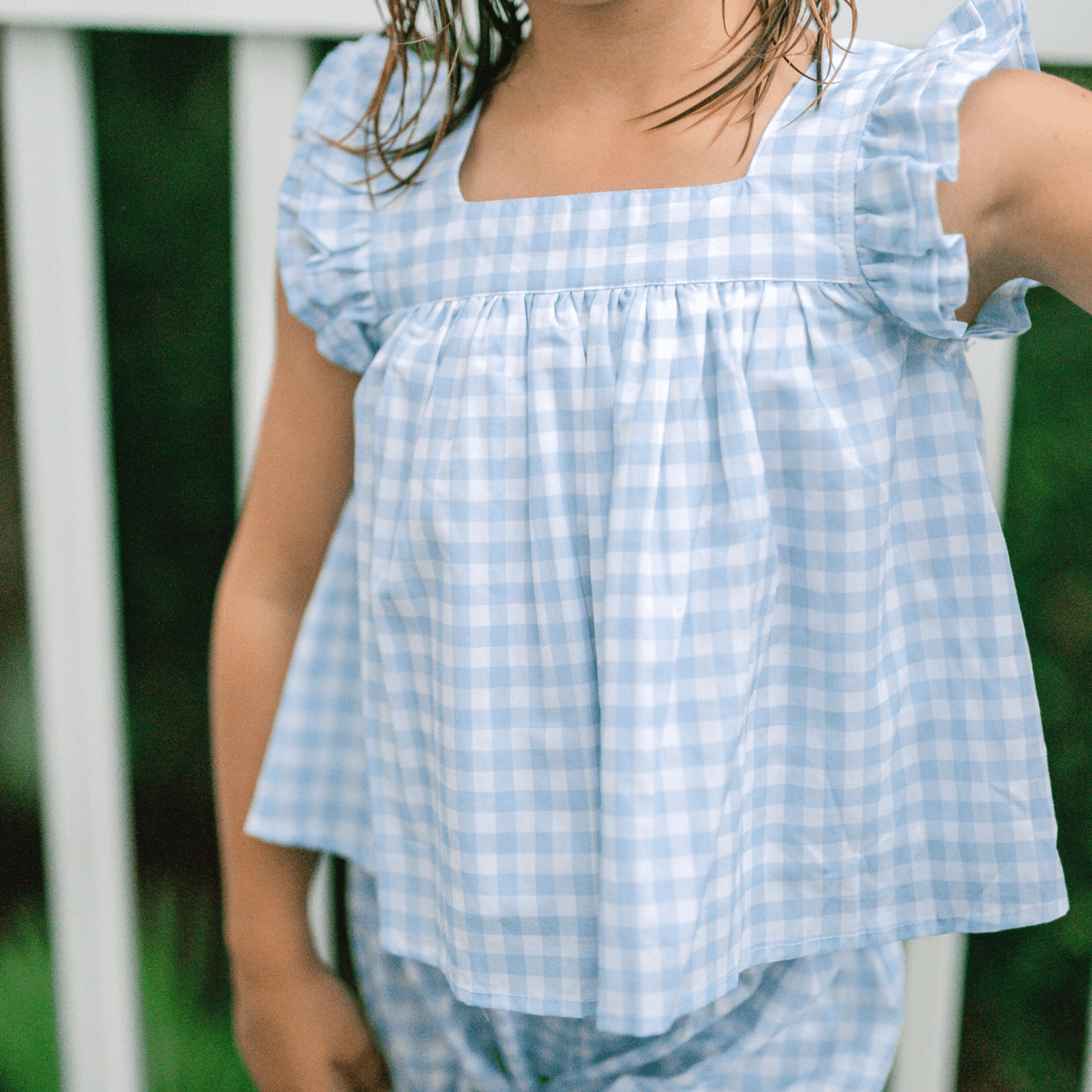 oasis blue gingham bloomer set