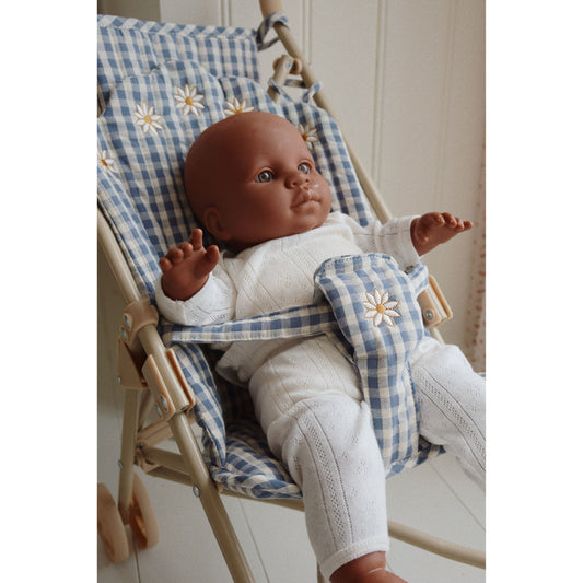 doll stroller - captains blue check