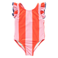Girls Liv Suit - Pink Wide Stripe w/ Red Stripe