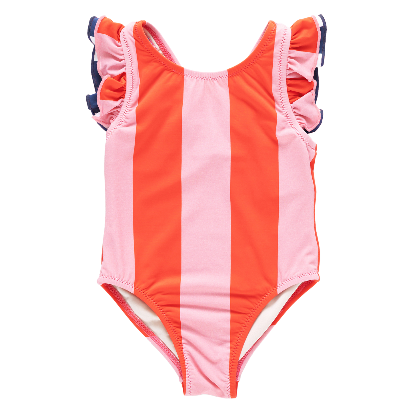 Girls Liv Suit - Pink Wide Stripe w/ Red Stripe