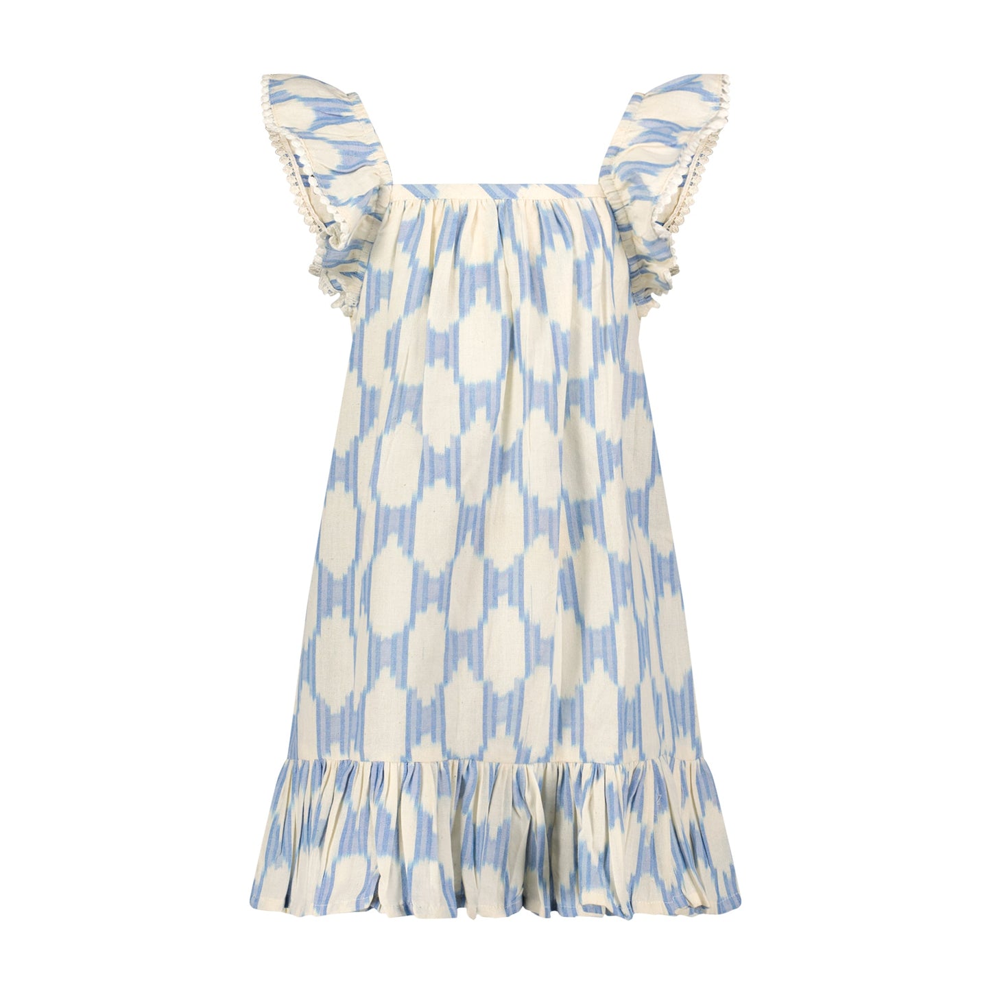 Mer St Barth Mini Eva Girls' Dress Sky Blue Ikat