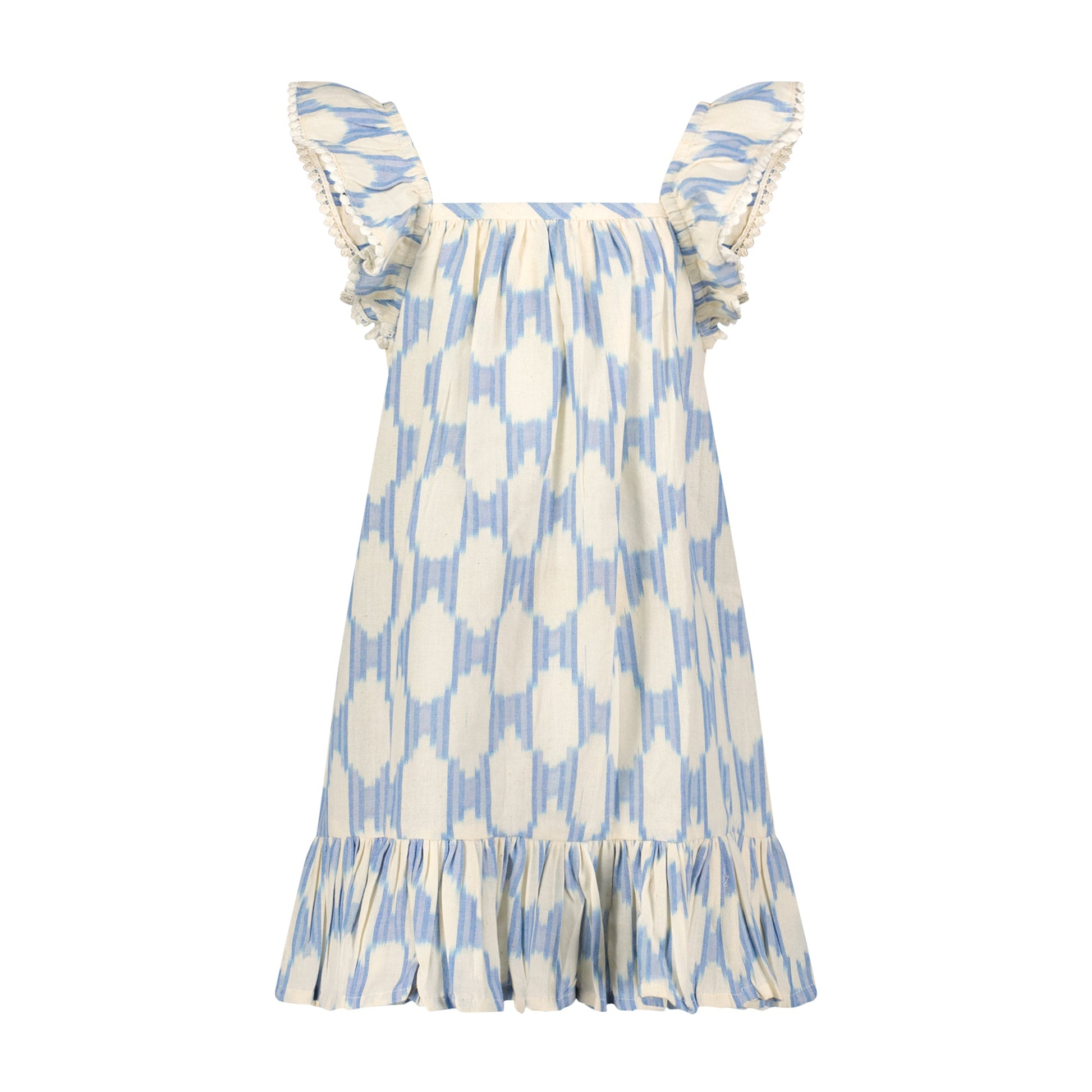 Mer St Barth Mini Eva Girls' Dress Sky Blue Ikat