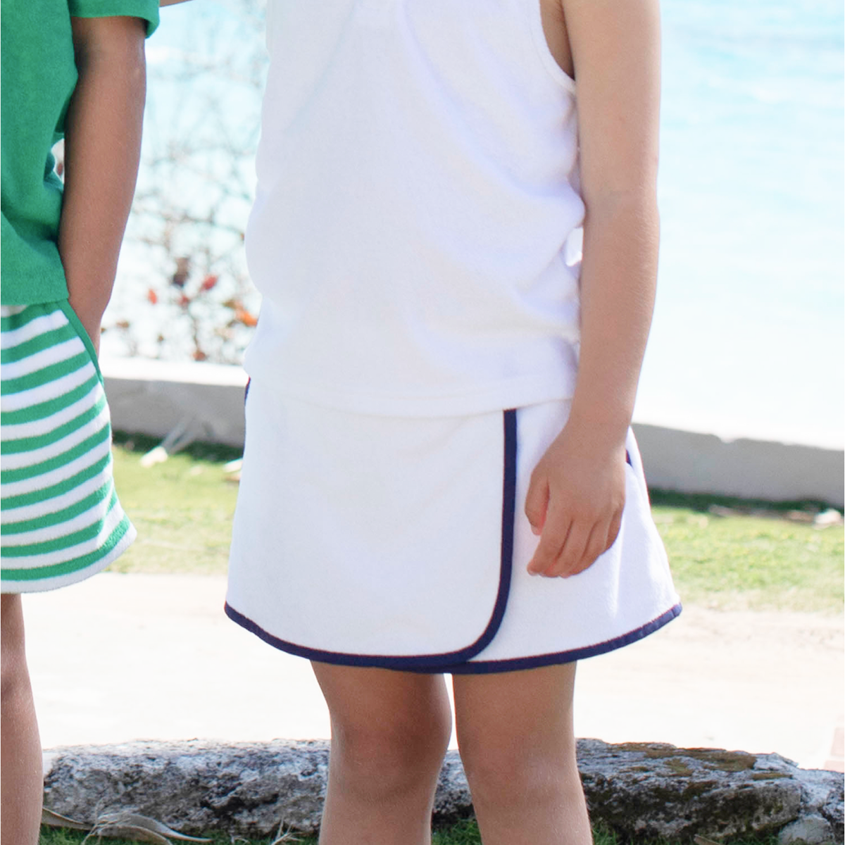 white french terry tennis tank top and skort set