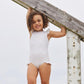 girls antique floral ruffle cap sleeve one piece