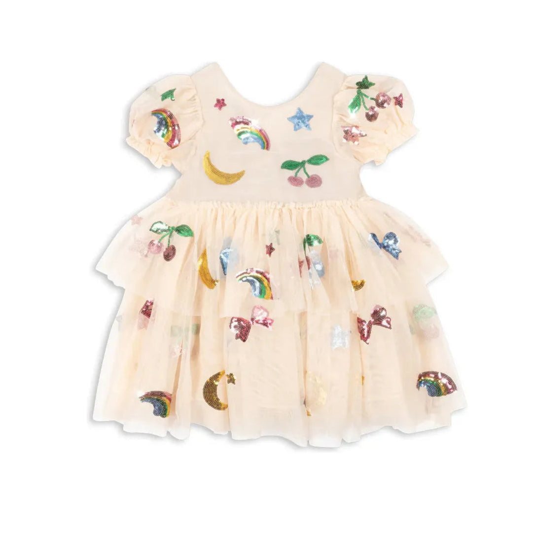 yvonne puff dress - rainbow twinkle