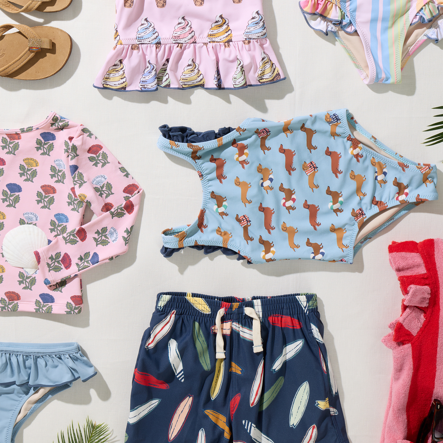 Girls Rash Guard Set - Multi Flower Drop