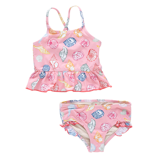 Girls Joy Tankini - Pink Seashells