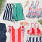 Girls Liv Suit - Pink Wide Stripe w/ Red Stripe