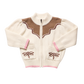 Girls Western Zip Sweater - Cream and Brown