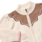 Girls Western Zip Sweater - Cream and Brown