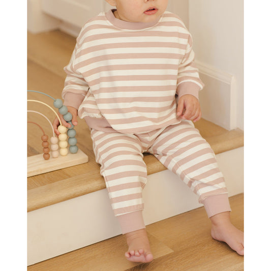 Relaxed Sweatpant || Pink Stripe