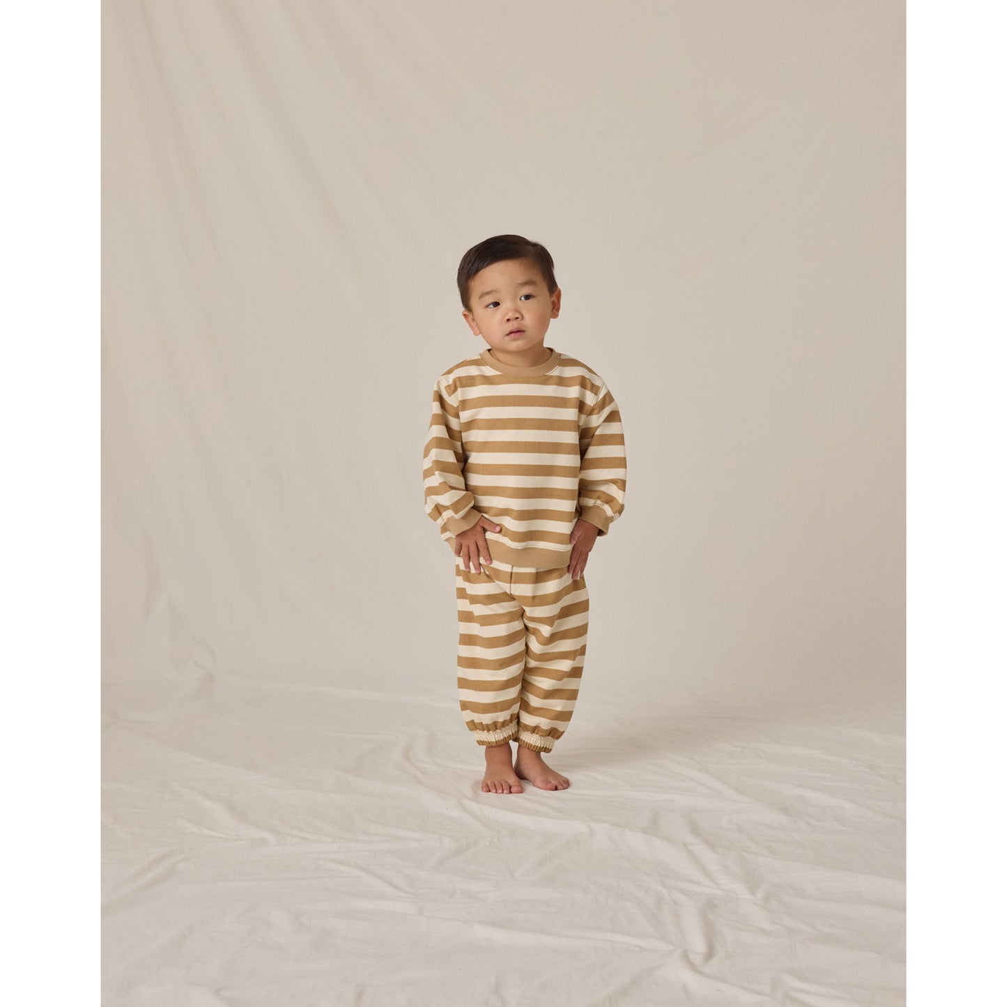 Oversized Crew Sweatshirt || Gold Stripe