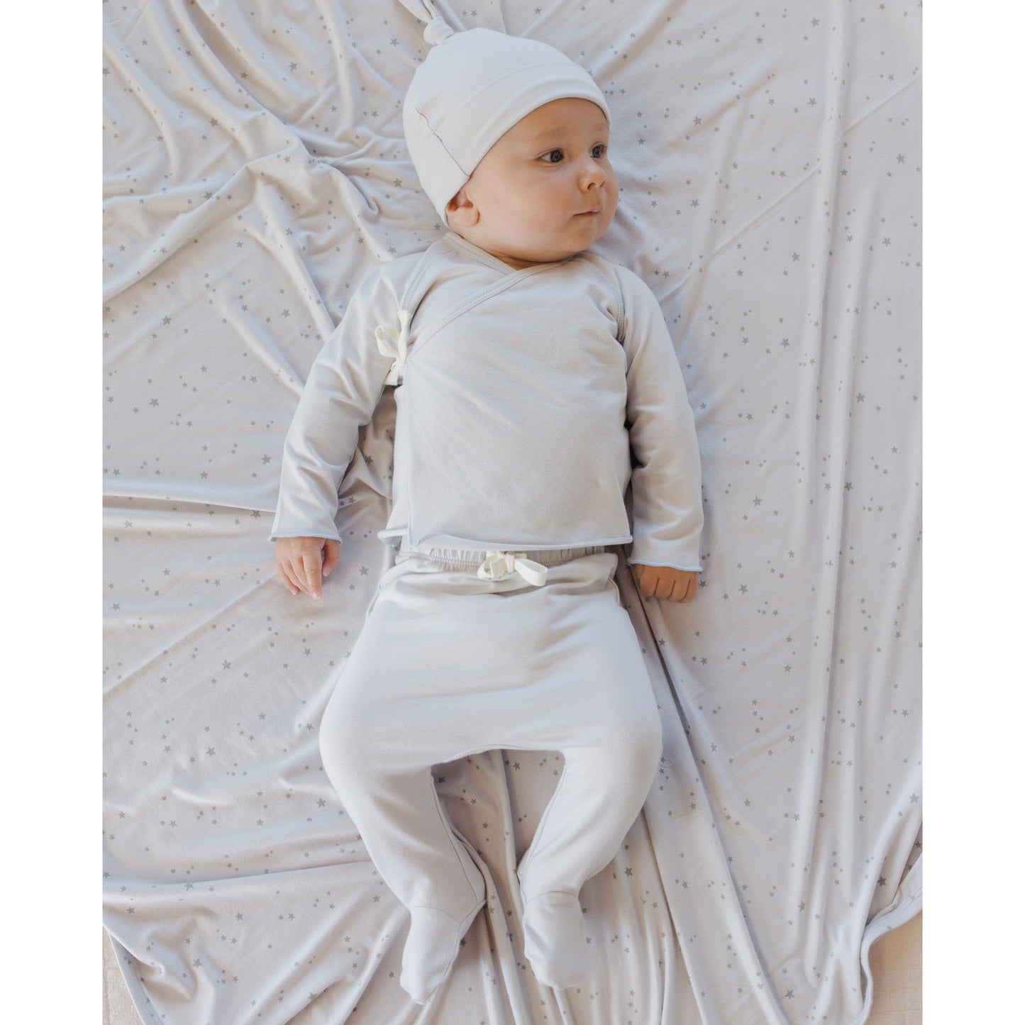 Wrap Top + Footed Pant Set || Fog - Rylee + Cru | Kids Clothes | Trendy Baby Clothes | Modern Infant Outfits |
