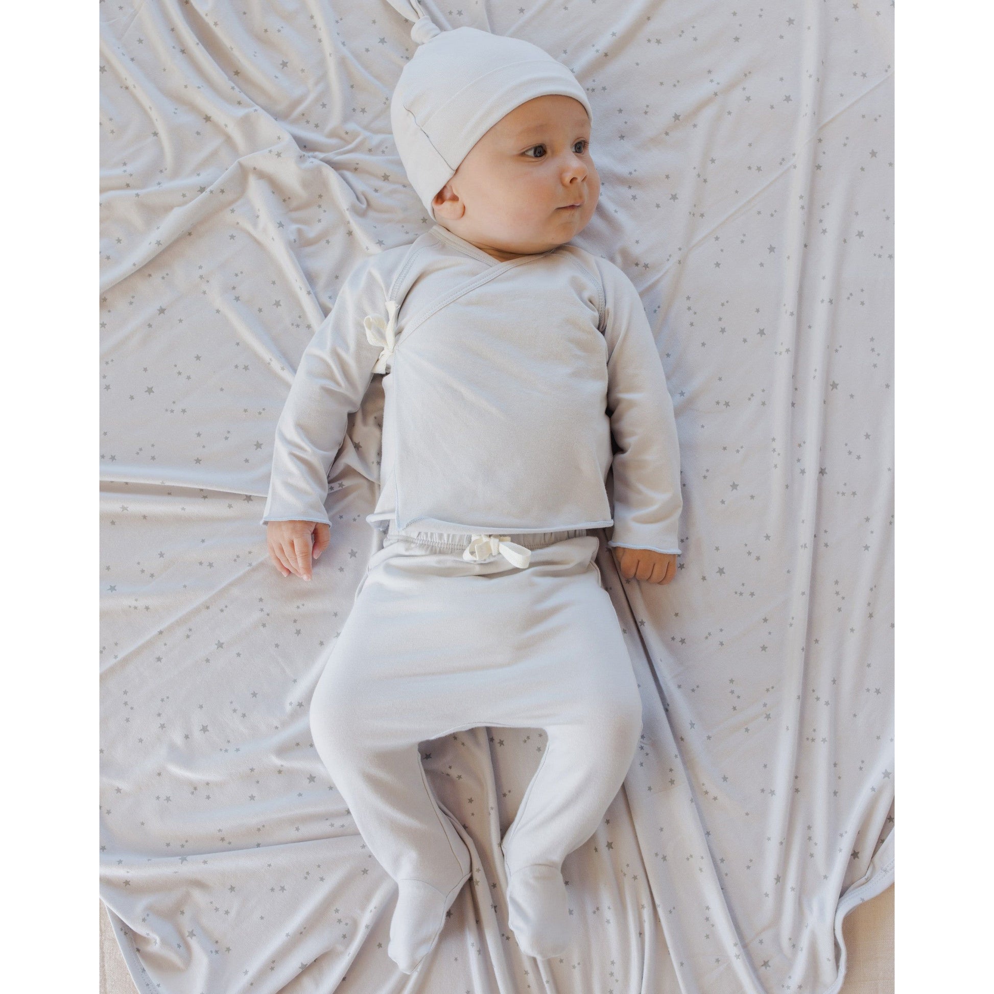 Wrap Top + Footed Pant Set || Fog - Rylee + Cru | Kids Clothes | Trendy Baby Clothes | Modern Infant Outfits |